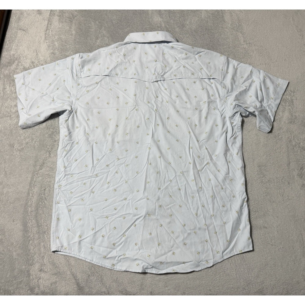 Poncho Button Down Shirt Mens Large Regular Fit Print AOP Fishing Pearl Snap - Picture 7 of 8